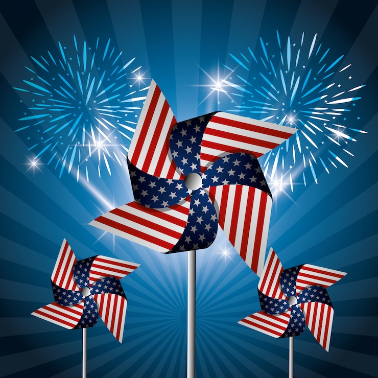 Vettore gratuito celebrazione usa di festa dell&#39;indipendenza del 4 luglio
