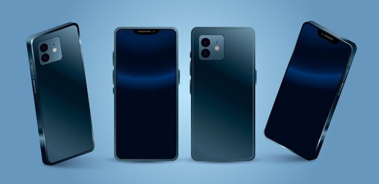 Vettore gratuito cellulare realistico in diverse prospettive