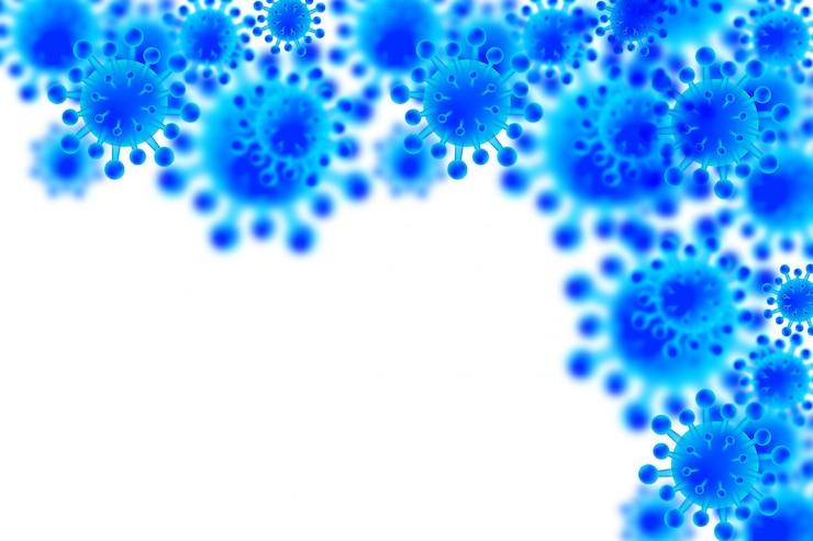 Vettore gratuito cellule microbiche di coronavirus in background infetto