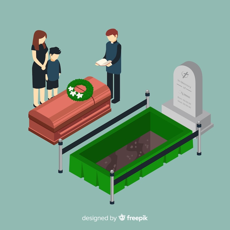 Vettore gratuito cerimonia funebre isometrica