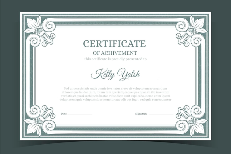 Vettore gratuito certificato disegnato a mano dell'incisione