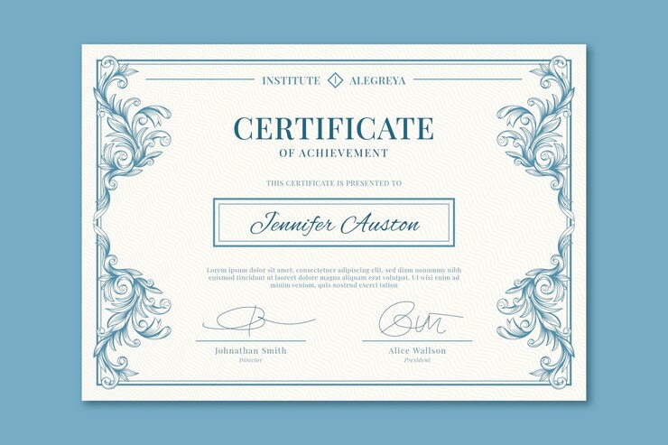Vettore gratuito certificato ornamentale disegnato a mano di incisione