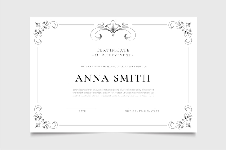 Vettore gratuito certificato ornamentale disegnato a mano di incisione