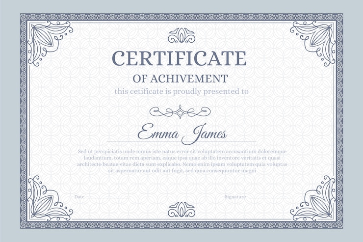 Vettore gratuito certificato ornamentale disegnato a mano di incisione