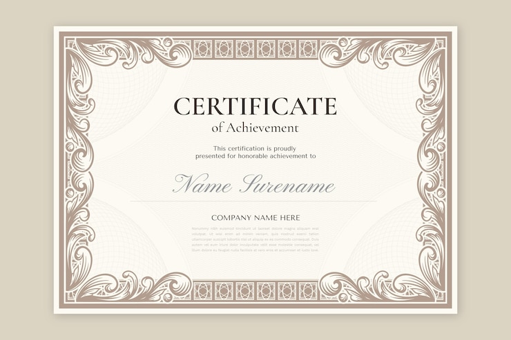 Vettore gratuito certificato ornamentale disegnato a mano di incisione