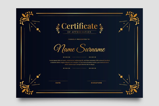 Certificato ornamentale sfumato