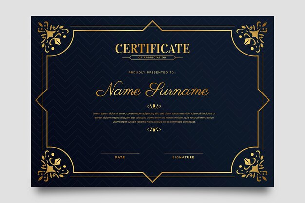 Certificato ornamentale sfumato