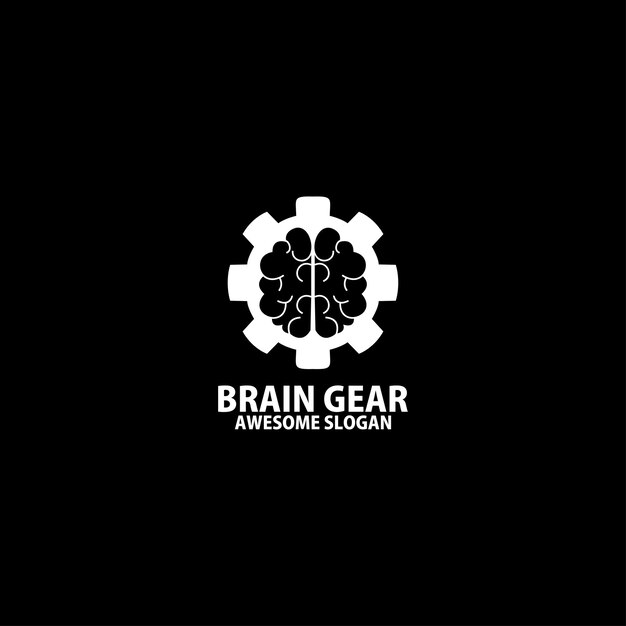 Cervello con attività di logo design ingranaggio