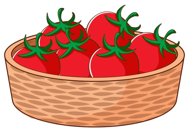 Cesto di pomodori su sfondo bianco