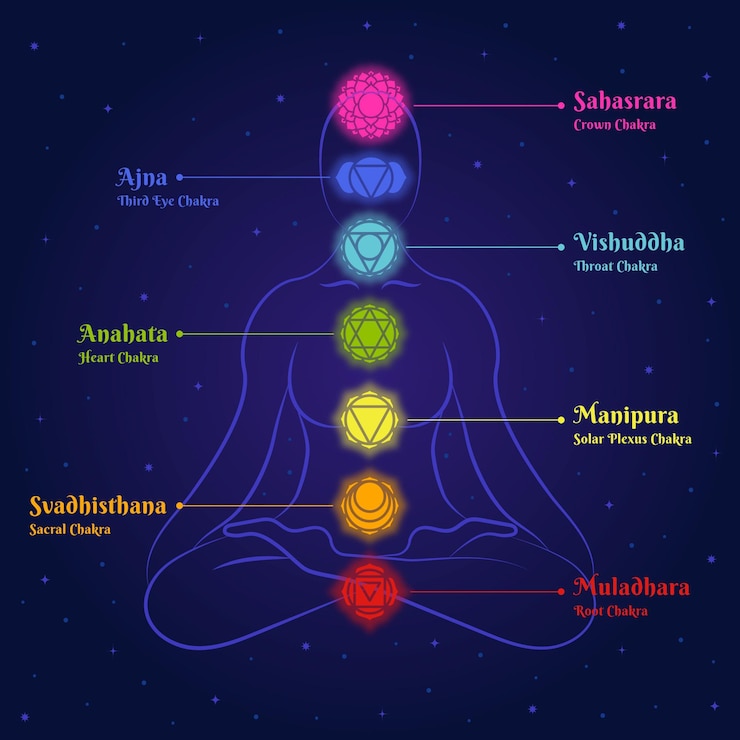 Vettore gratuito chakra del corpo in stile collezione