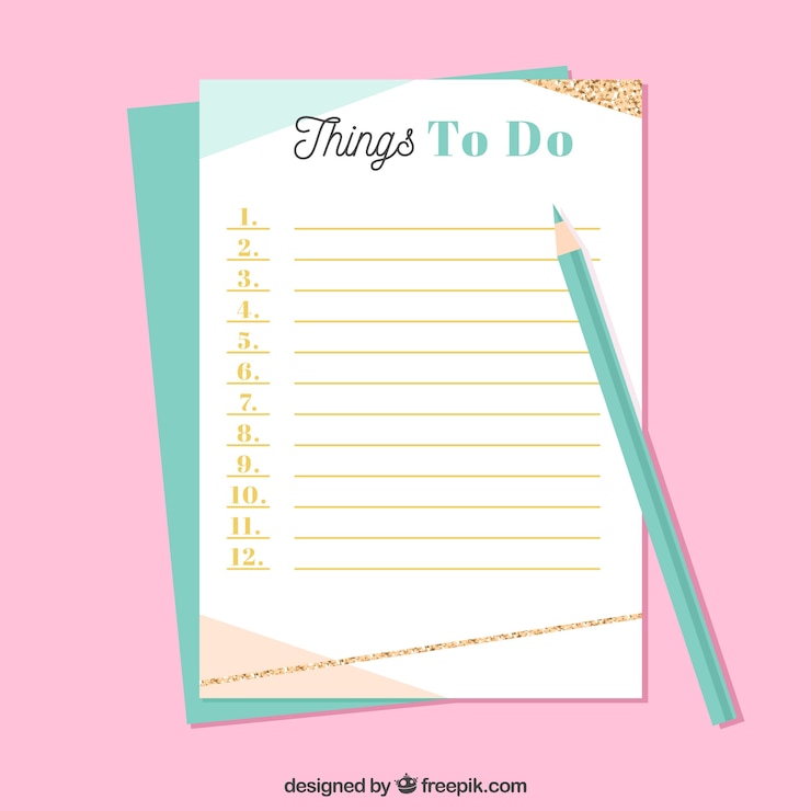 Vettore gratuito checklist decorativo con matita blu
