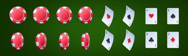Vettore gratuito chip del casinò rosso e set di vettori rotanti per carte asso