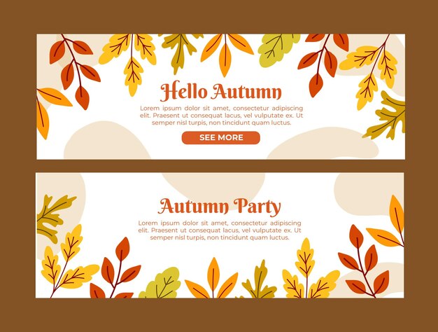 Ciao autunno banner disegnati a mano