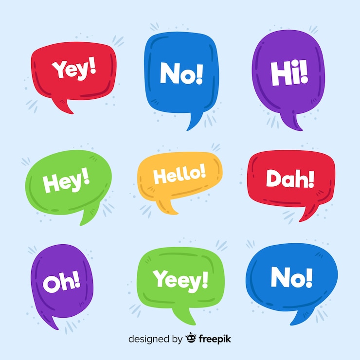 Vettore gratuito ciao citazione sulla raccolta di bolle di chat