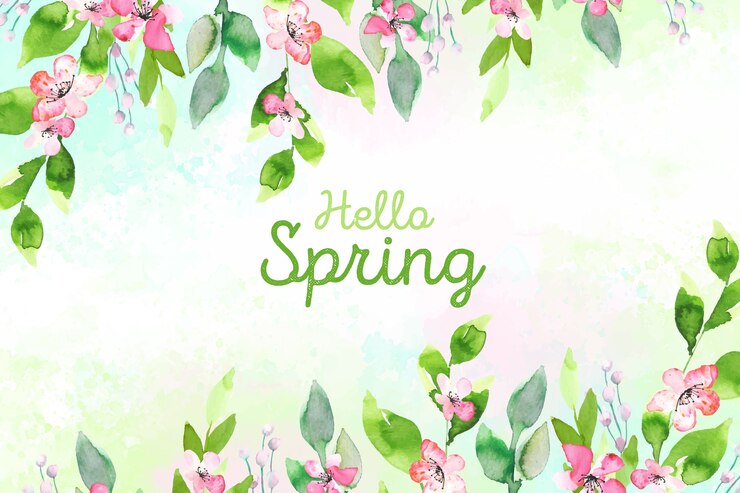Vettore gratuito ciao primavera concetto stile acquerello