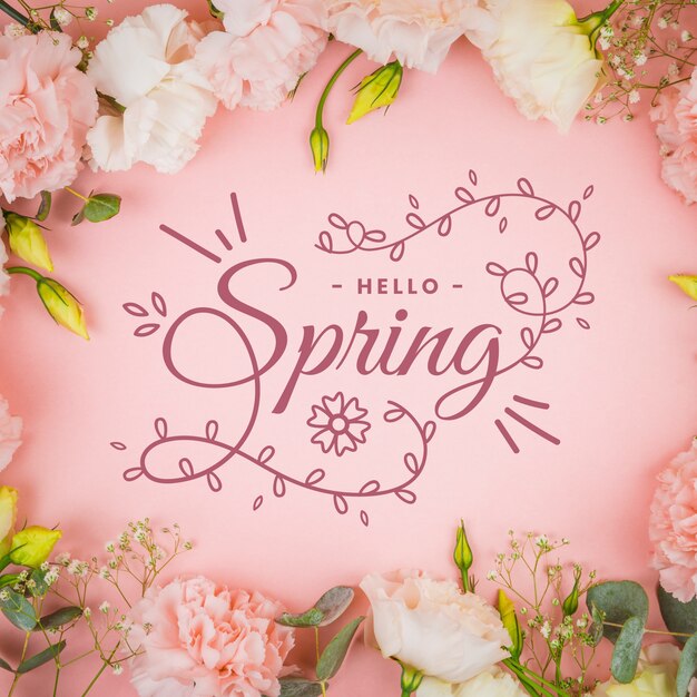 Ciao primavera lettering con il concetto di foto