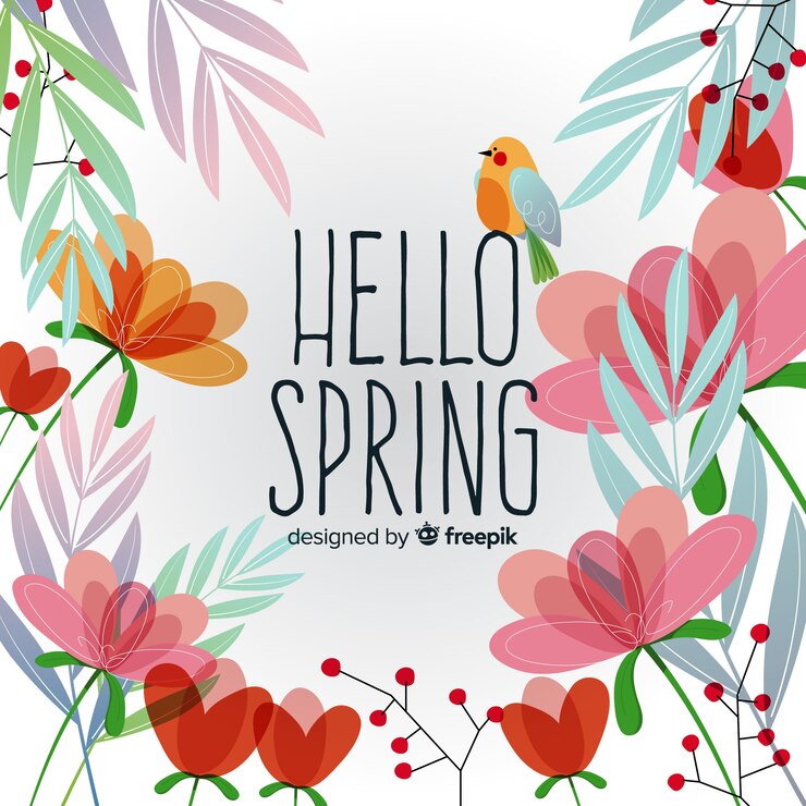 Vettore gratuito ciao primavera sfondo
