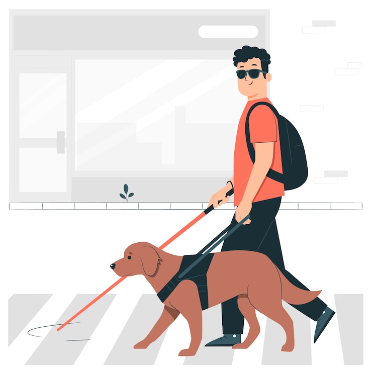 Vettore gratuito ciechi con l'illustrazione del concetto di cane