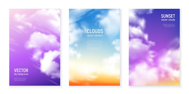 Cielo viola blu magenta copertura con ciuffi di nuvole galleggianti realistici