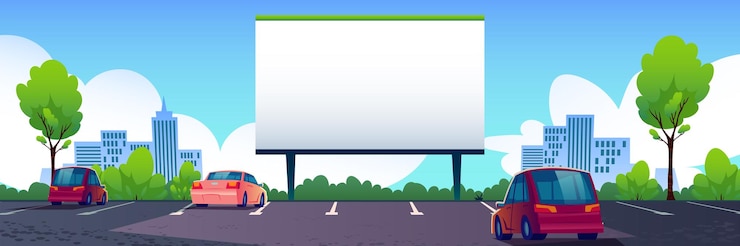 Vettore gratuito cinema di strada per auto con schermo vuoto