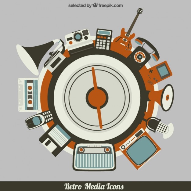 Vettore gratuito circolare retro multimedia elements