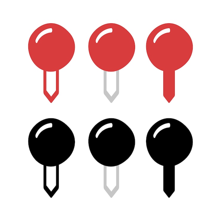 Vettore gratuito circolo posizione pin set di colori multipli