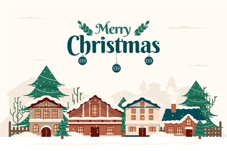 Vettore gratuito città di natale vintage