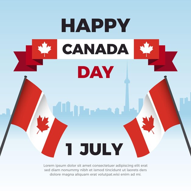 Città e bandiere felici di giorno del Canada