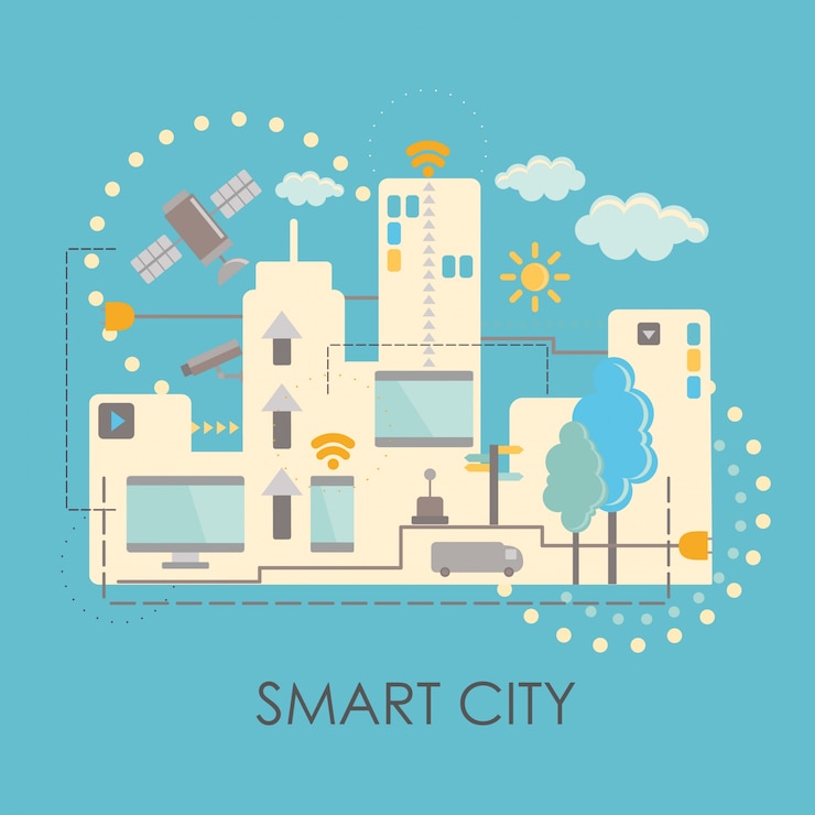 Vettore gratuito città intelligente.