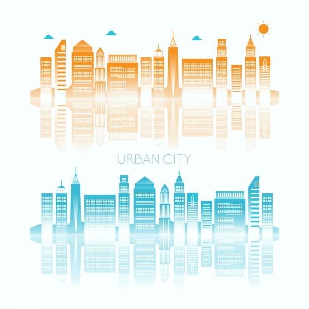 Vettore gratuito city skyline di sfondo