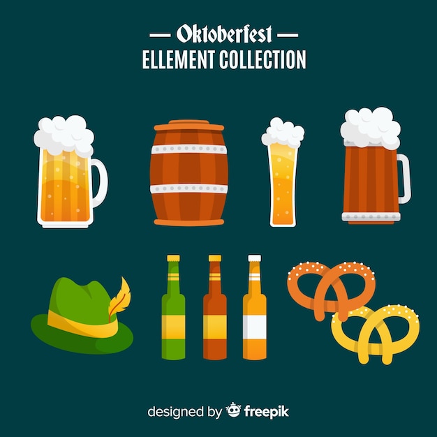 Classica collezione di elementi oktoberfest con design piatto
