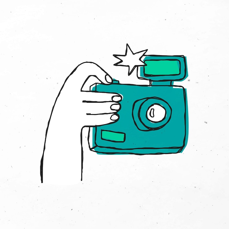 Vettore gratuito clipart della macchina fotografica disegnata a mano verde