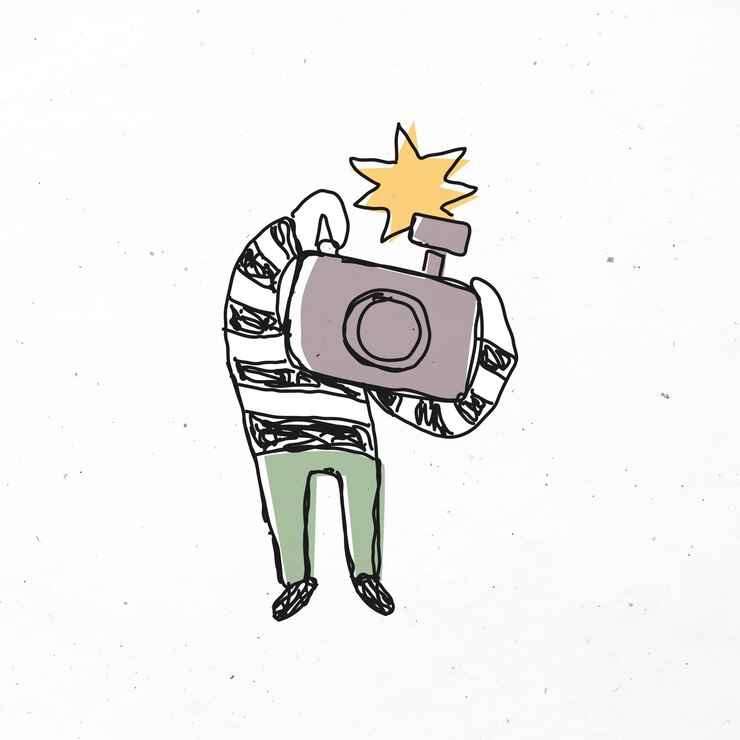 Vettore gratuito clipart di fotografo disegnato a mano colorato