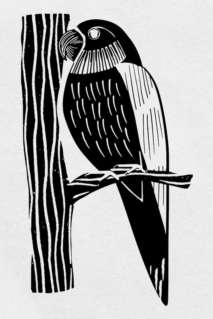 Vettore gratuito clipart disegnato a mano dell'uccello del pappagallo dell'annata