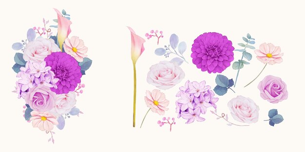 clipart floreale di fiori viola