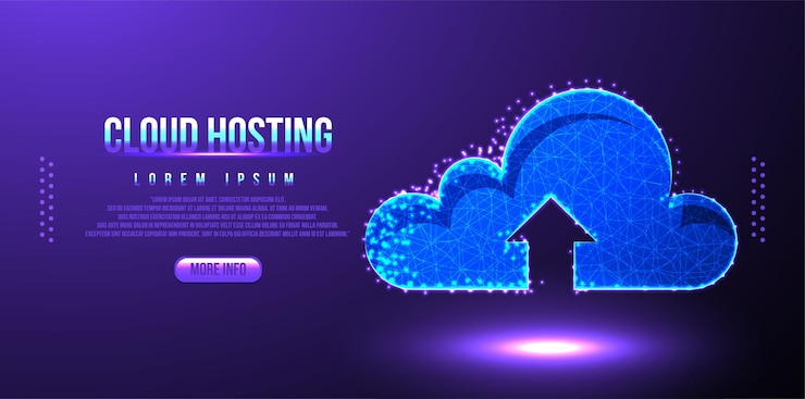 Vettore gratuito cloud hosting carica mesh wireframe low poly