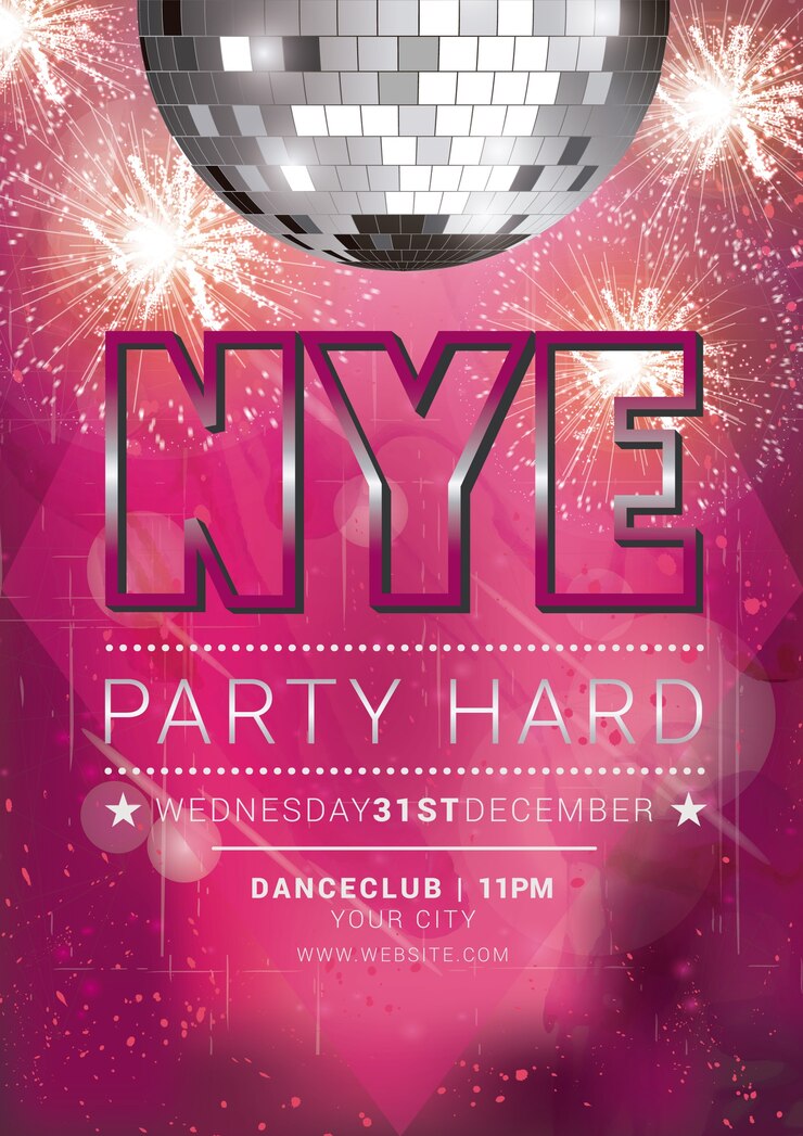 Vettore gratuito cmyk capodanno modello eve party flyer