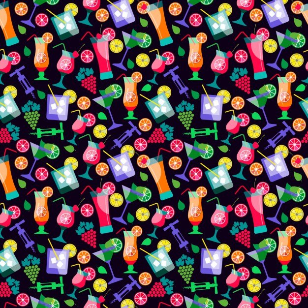 Vettore gratuito cocktail illustrazione seamless