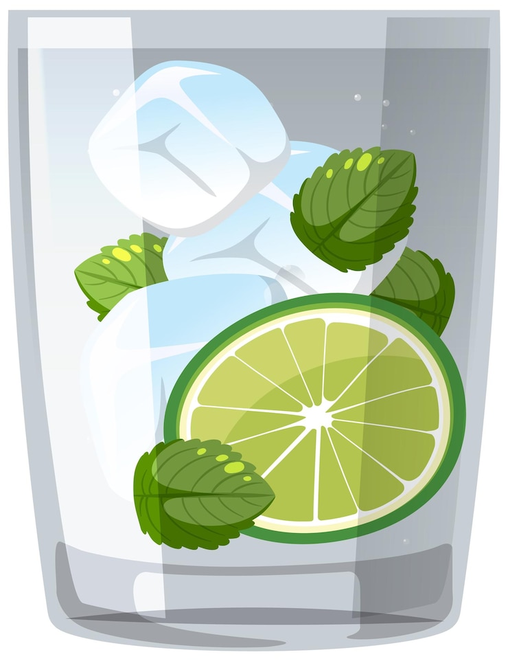 Vettore gratuito cocktail mojito nel bicchiere su sfondo bianco