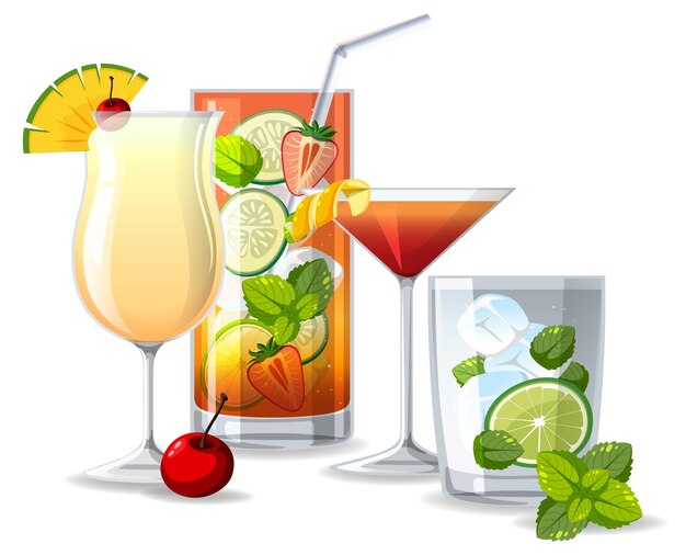Cocktail nel bicchiere su sfondo bianco