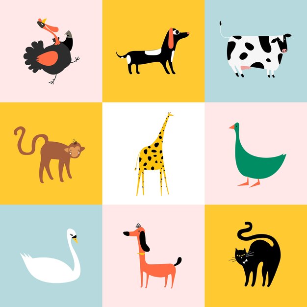 Collage di diversi tipi di animali