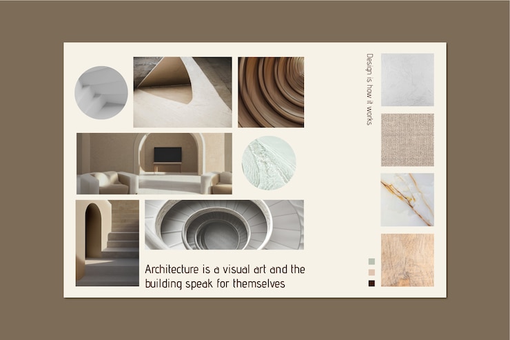 Vettore gratuito collage di foto di mood board di architettura minimalista