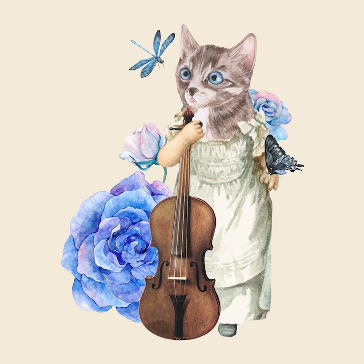 Vettore gratuito collage vintage gatto illustrazione collage vettoriale, arte mista