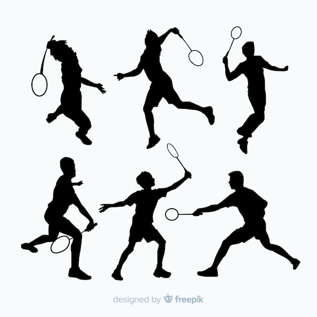 Collectio di sagoma giocatore di badminton