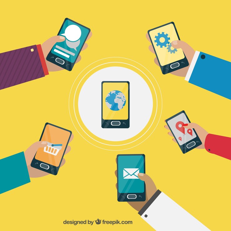 Vettore gratuito collegamento smartphone
