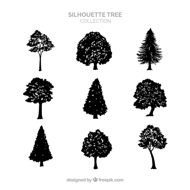 Vettore gratuito collezione albero silhouette