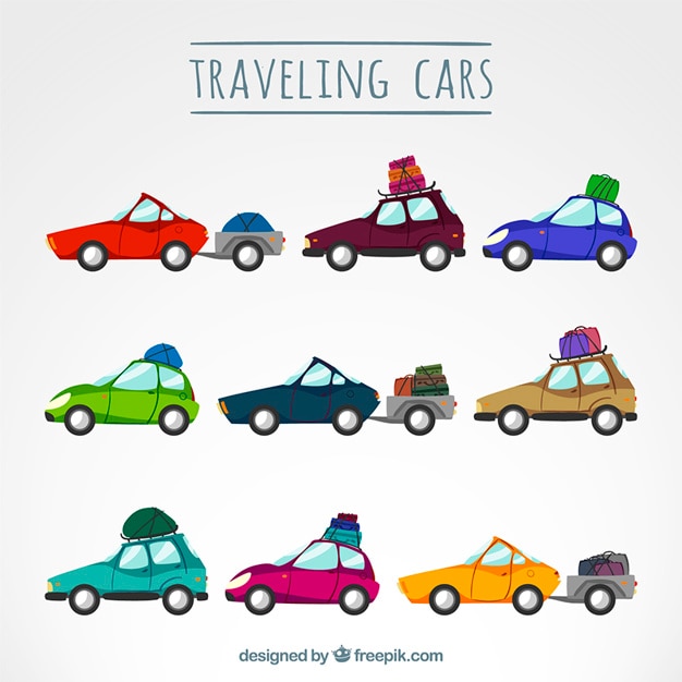 Vettore gratuito collezione auto che viaggiano