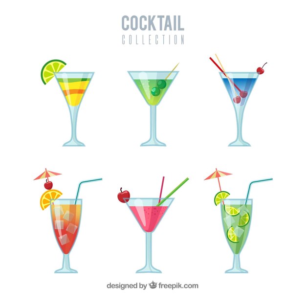 Collezione cocktail colorati con design piatto