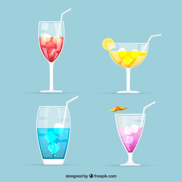 Collezione cocktail colorati con design piatto