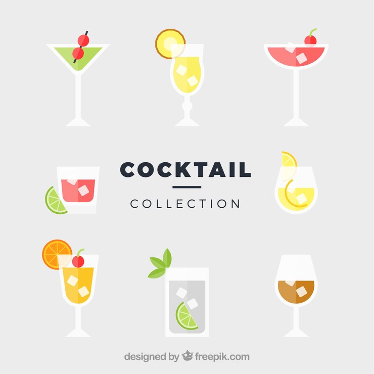 Vettore gratuito collezione cocktail colorati con design piatto